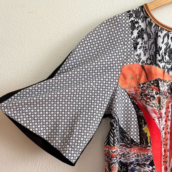 Clover Canyon Multicolor Abstract Geometric Floral Tile  Print Round Neck Dress - Picture 5 of 11